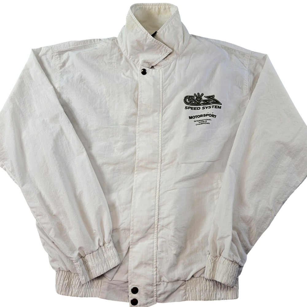 Cactus Jack Jacket Mens M White Windbreaker Collared Snap Pockets Motorsport